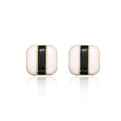 14K Gold Two-Toned Square Statement Earrings Ivory / Clip On