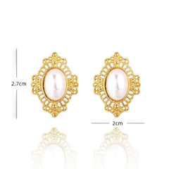14k Gold Victorian Style Pearl Deco Floral Themed Earrings
