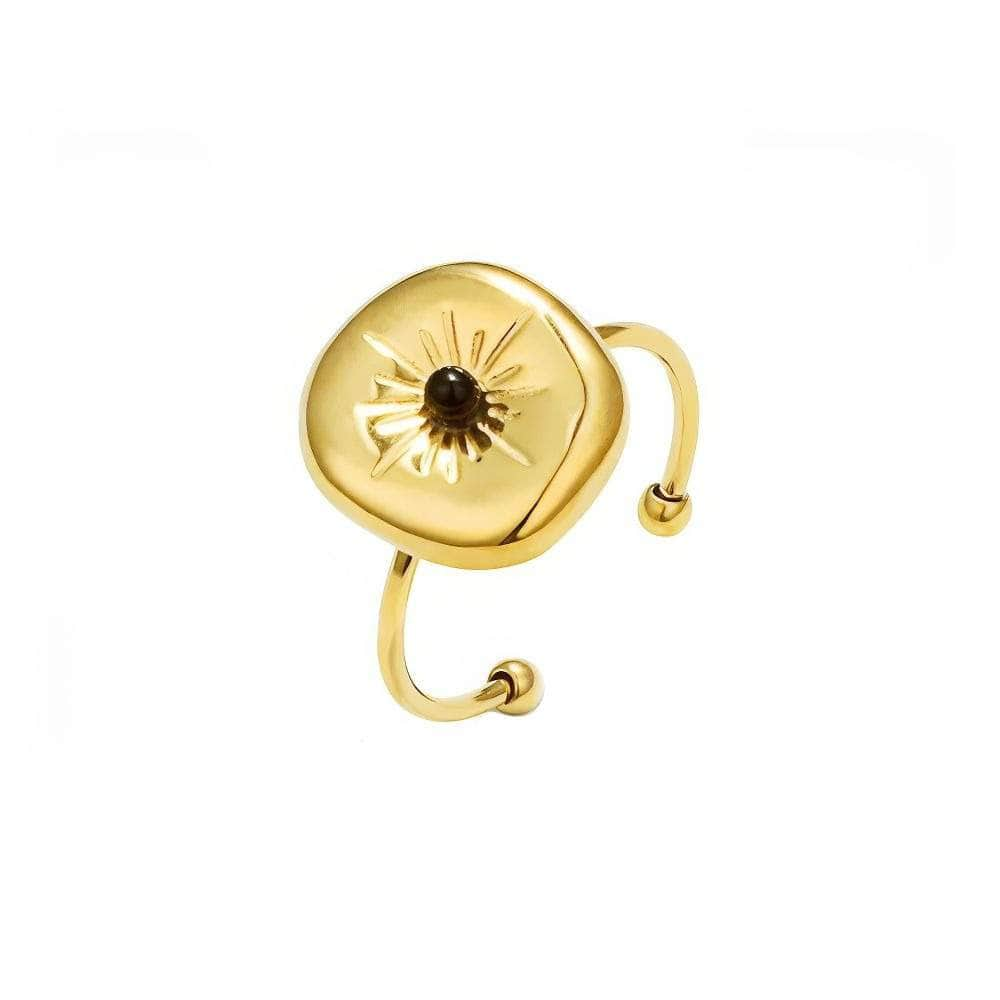 14k Gold Vintage Adjustable Sun Ring Adjustable / Black