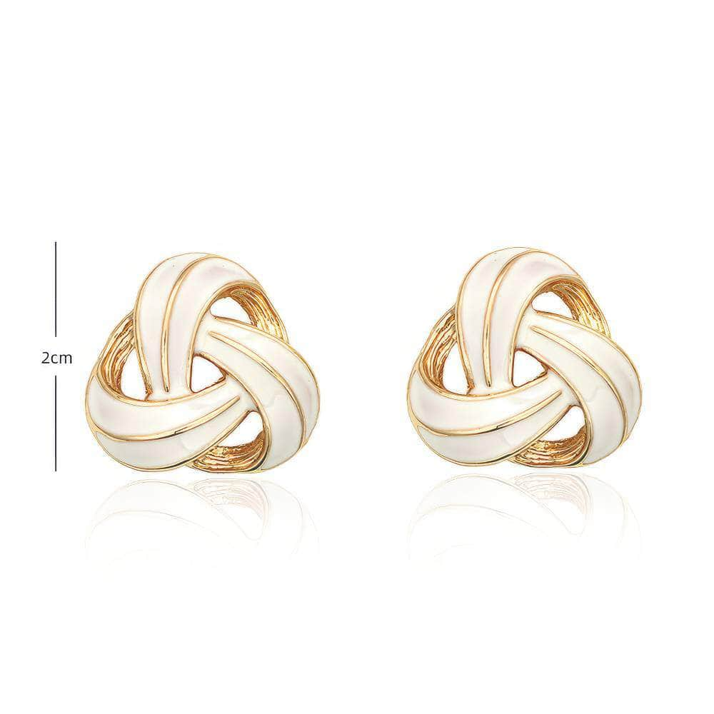 14K Gold Vintage Enamel Knot Stud Earrings