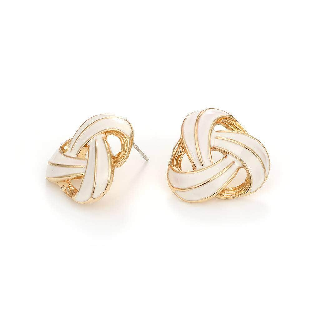 14K Gold Vintage Enamel Knot Stud Earrings