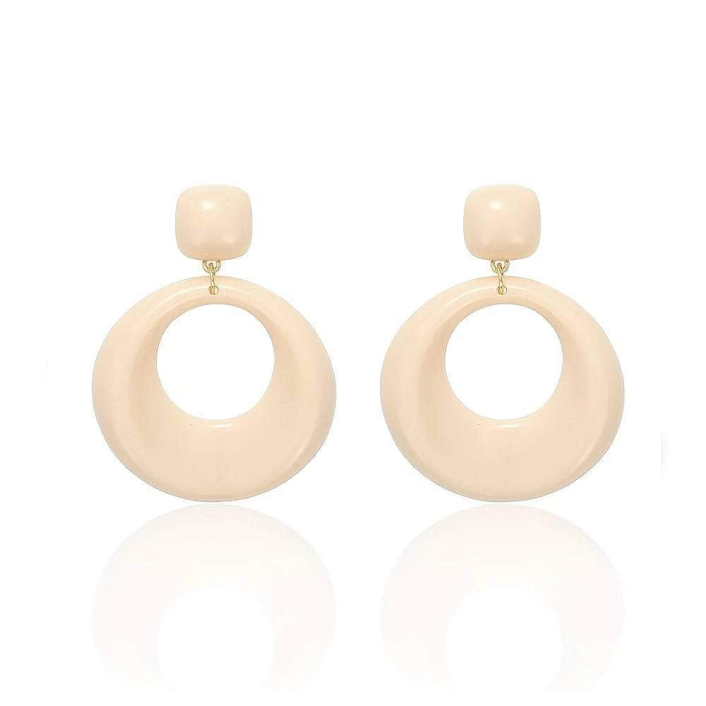 14k Gold Vintage Marble Ivory Clip-On Hoop Earrings Ivory / Clip On