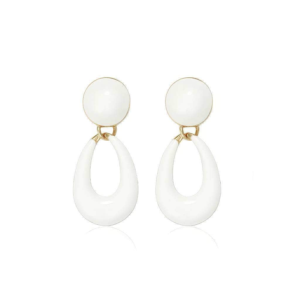 14k Gold Vintage Marble Loop Clip-On Earrings White / Clip On