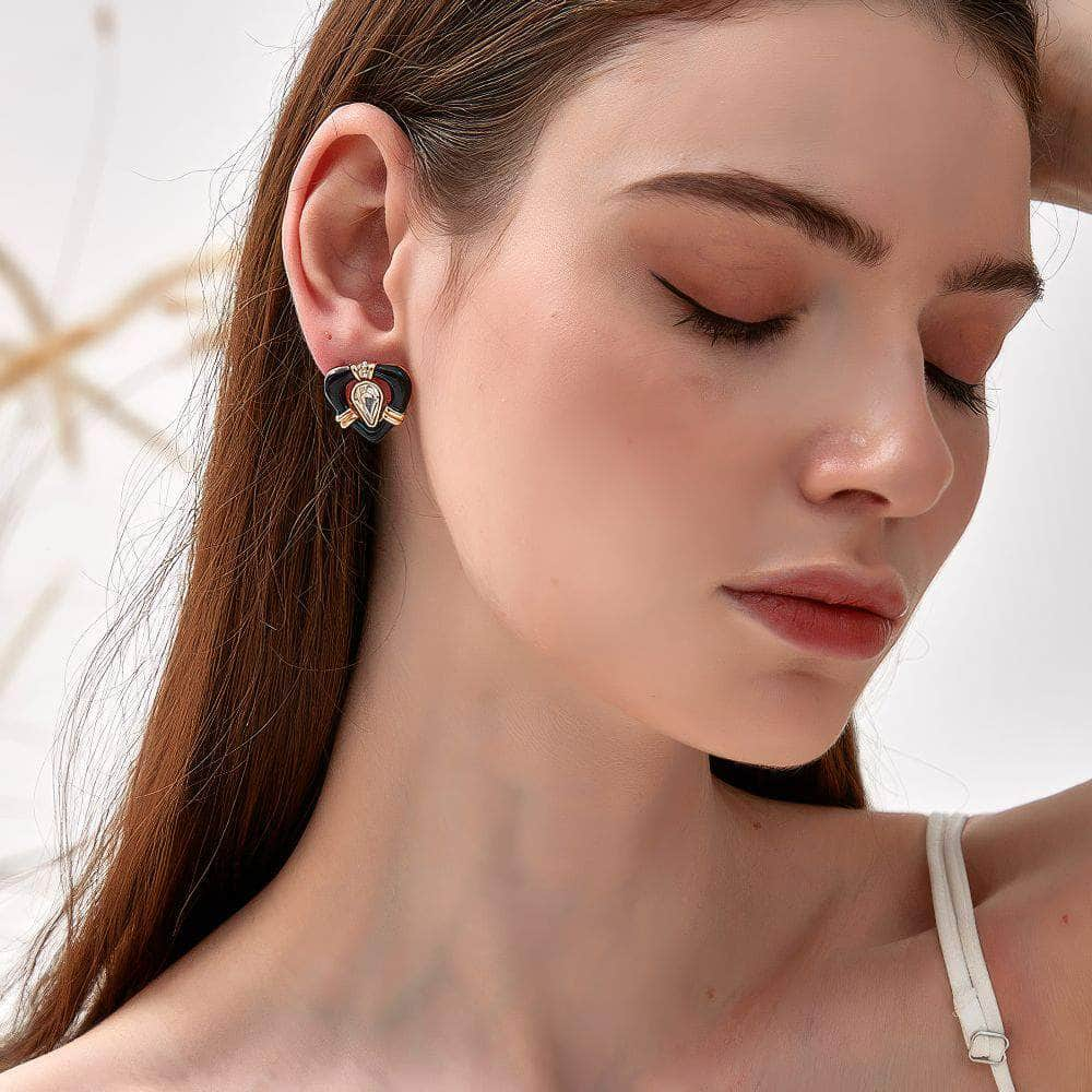 14k Gold Vintage Rhinestone Embellished Stud Earrings