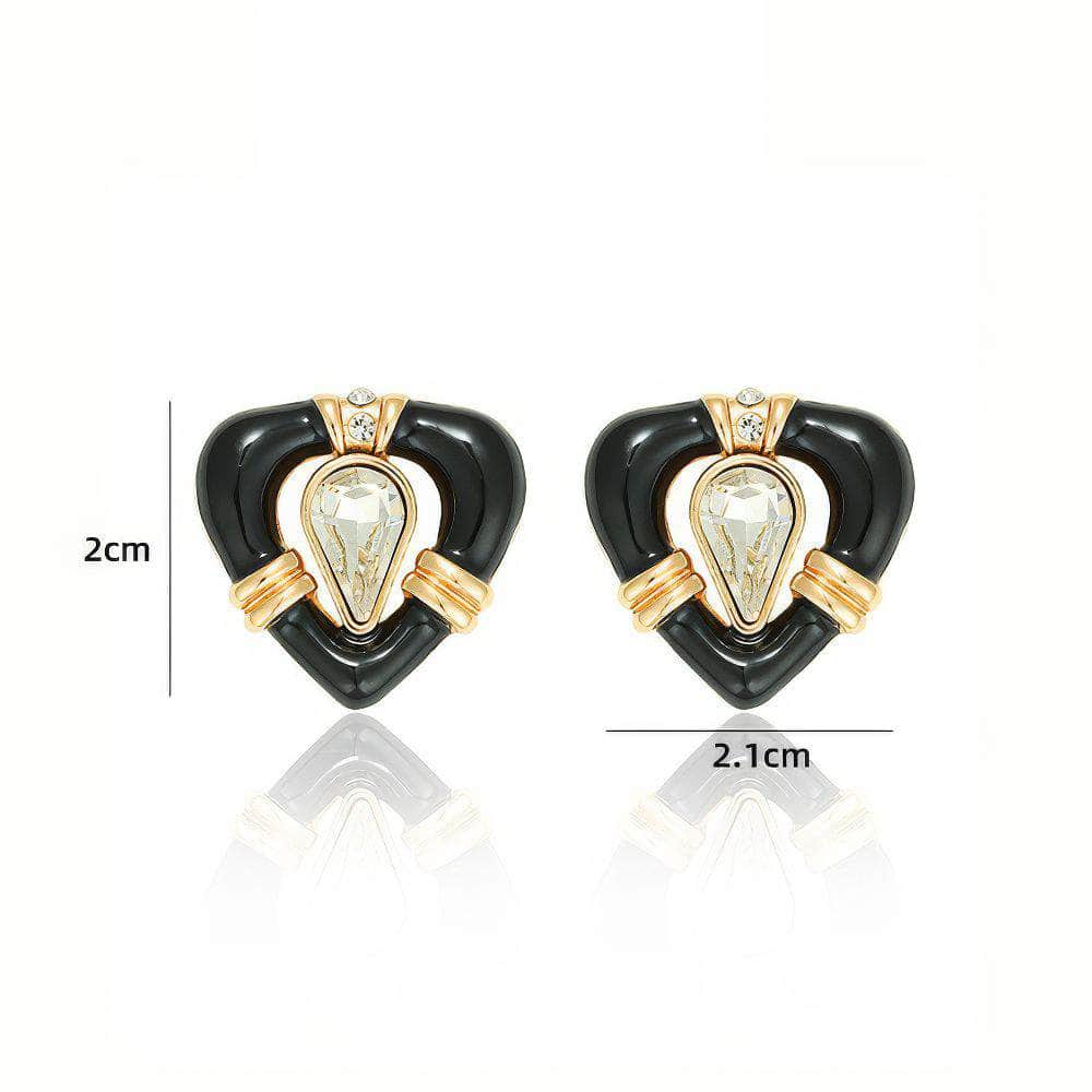 14k Gold Vintage Rhinestone Embellished Stud Earrings