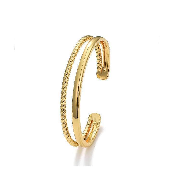 14K Gold Woven Double Cuff Bracelet Gold