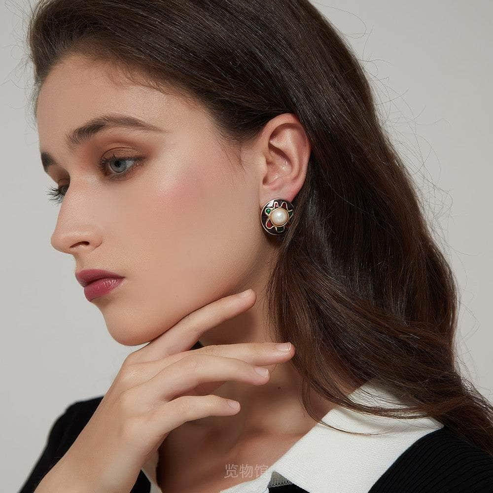 14k Multistone Gemstone Vintage Round Earrings