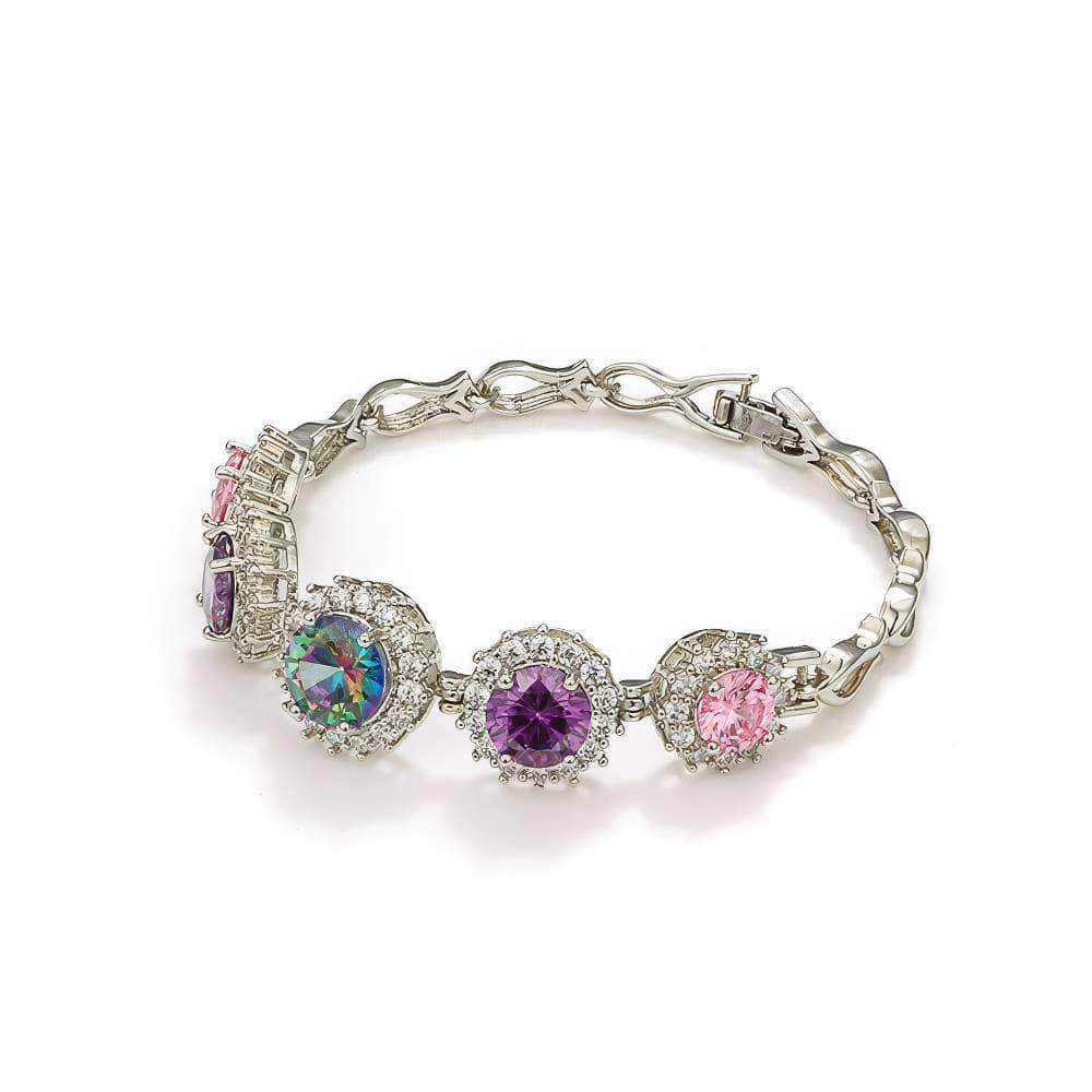 14k Multistone Paved Crystal Sapphire Bracelet Multicolor