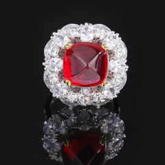 14k Two Toned Lab Grown Diamond Gemstone Cushion Cut Ring 5 US / Ruby