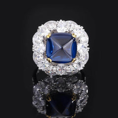 14k Two Toned Lab Grown Diamond Gemstone Cushion Cut Ring 5 US / Sapphire
