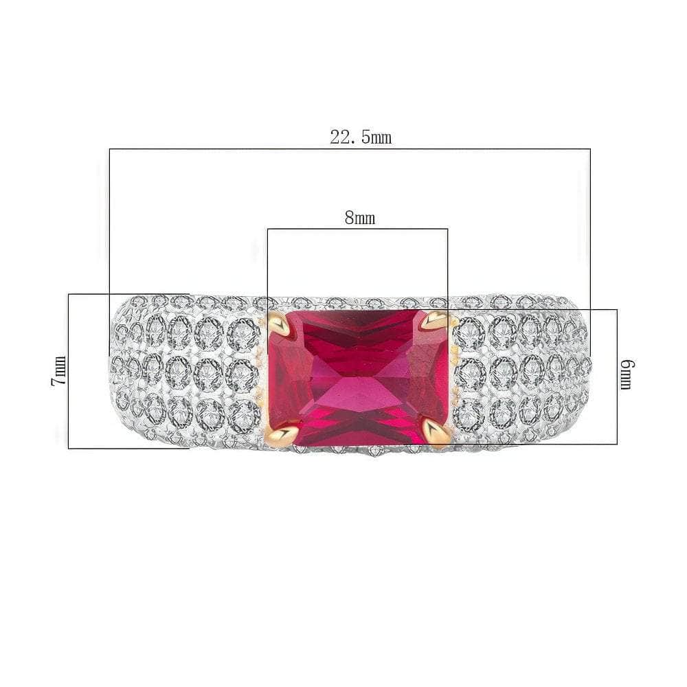 14k White Gold Cushion Cut Lab Grown Ruby Crystal Ring