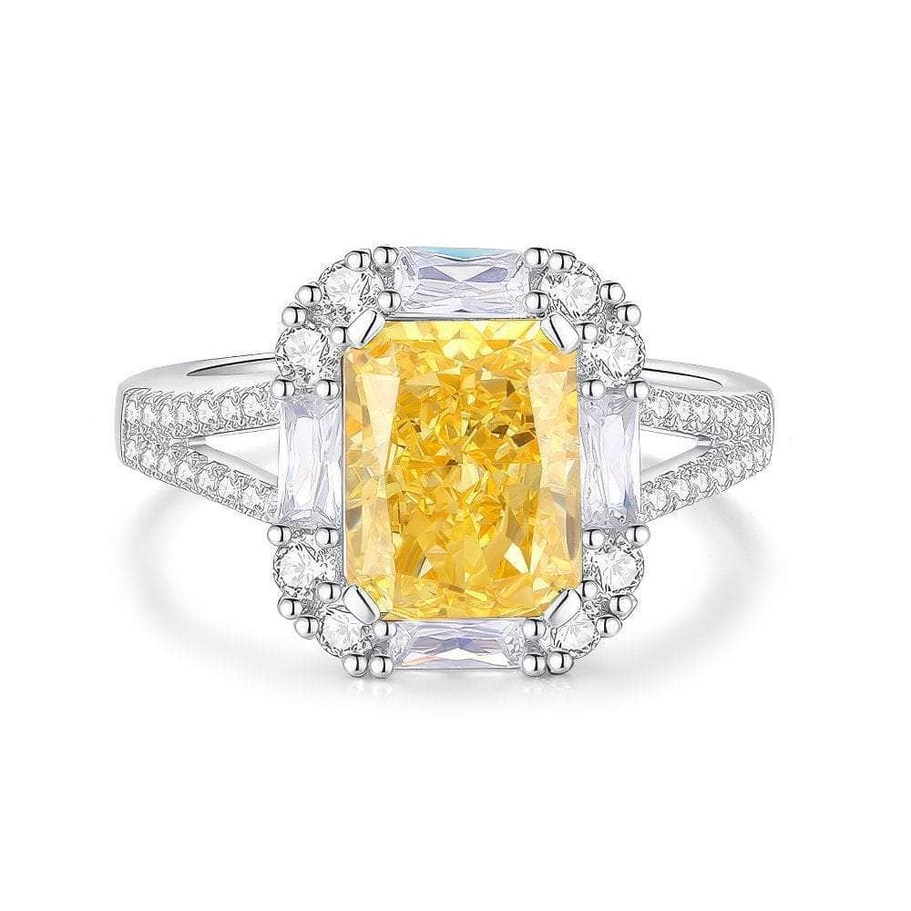 14k White Gold Emerald Cushion Cut Lab Simulated Diamond Gemstone Ring 6 US / Canary