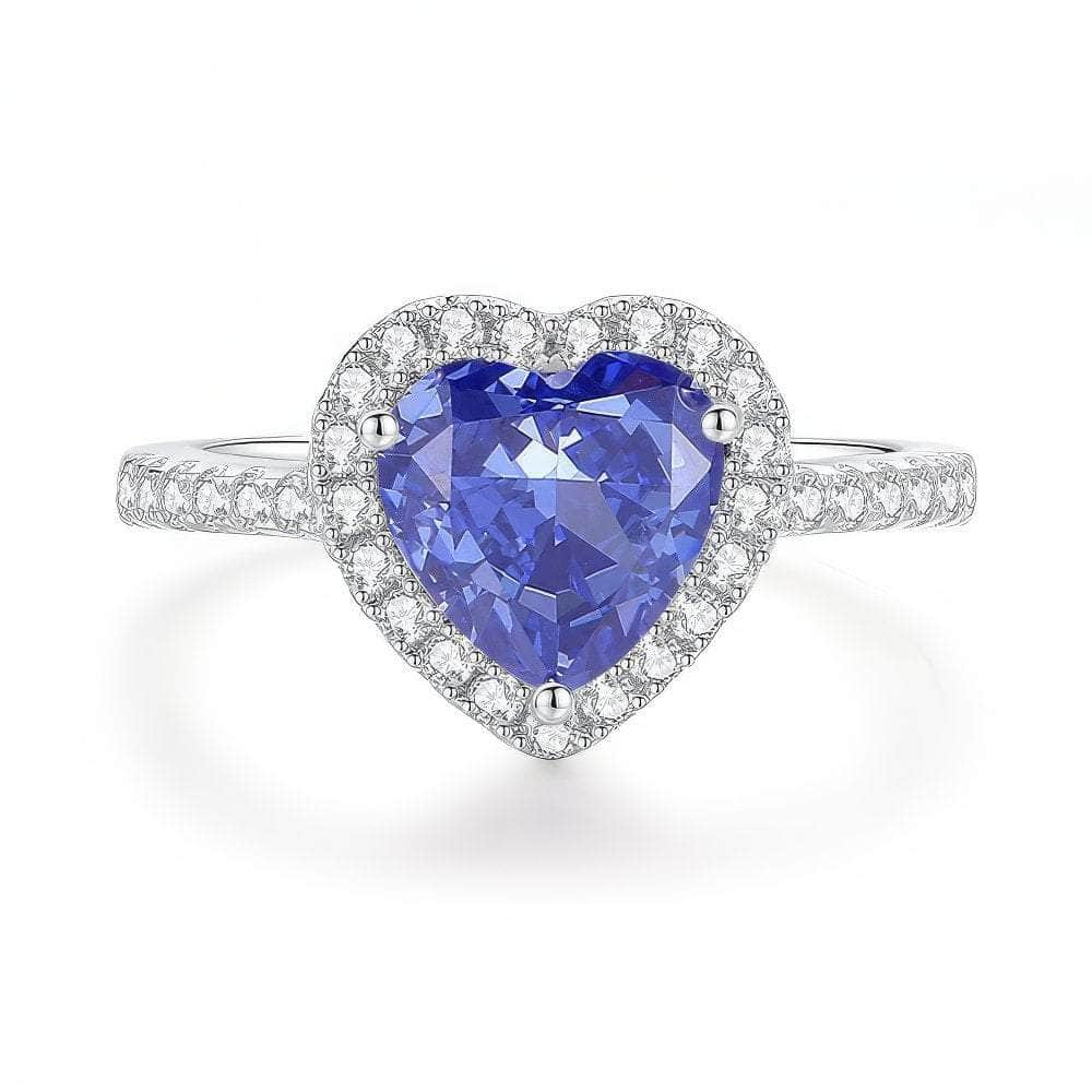 14k White Gold Heart Cut Paved Crystal Lab Diamond Ring