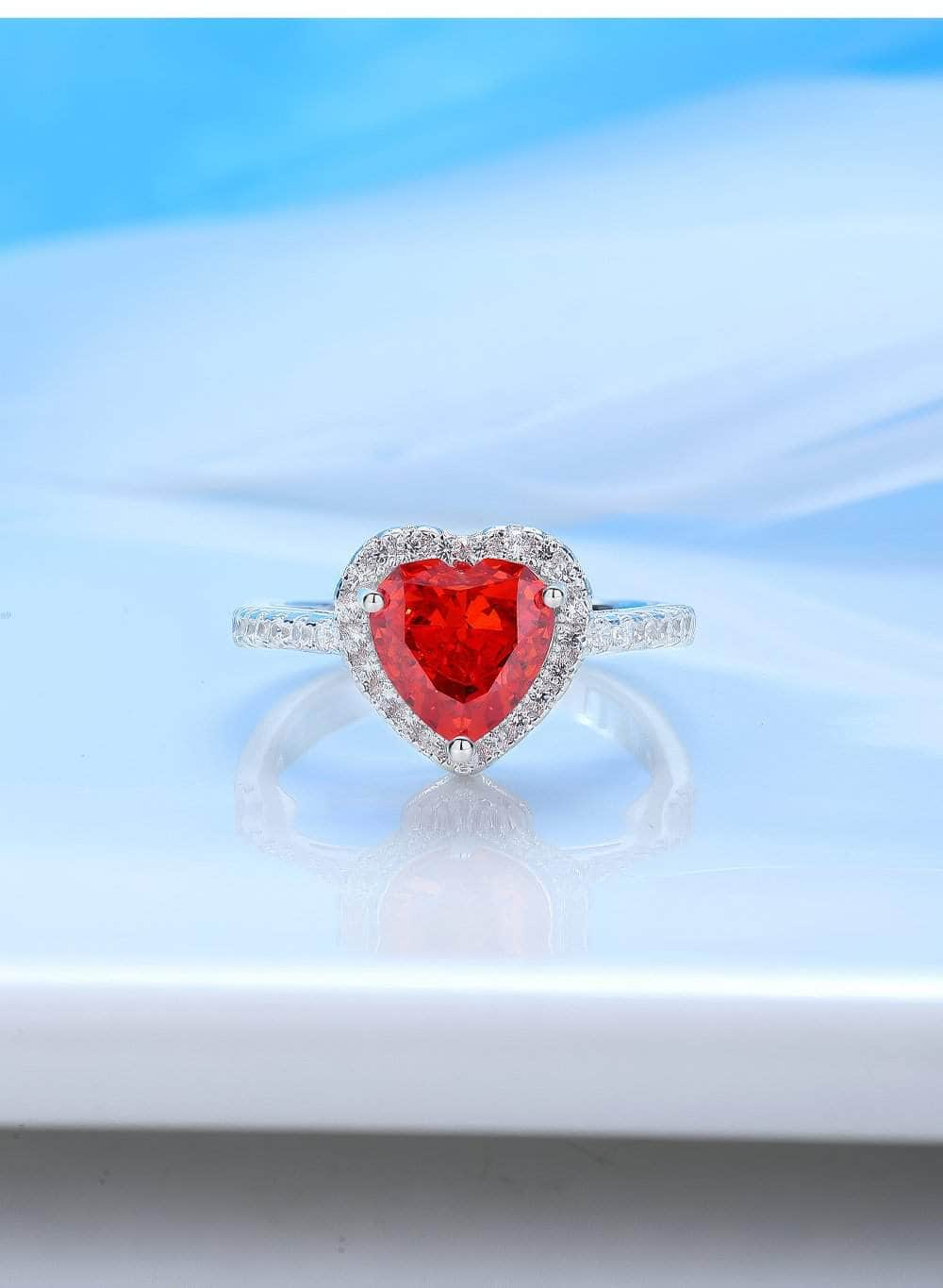 14k White Gold Heart Cut Paved Crystal Lab Diamond Ring