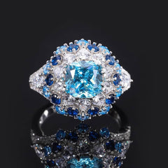 14k White Gold Lab Created Gemstone Art Deco Ring