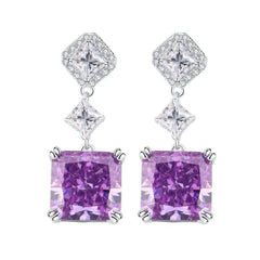 14K White Gold Lab Created Gemstone Silver Earrings