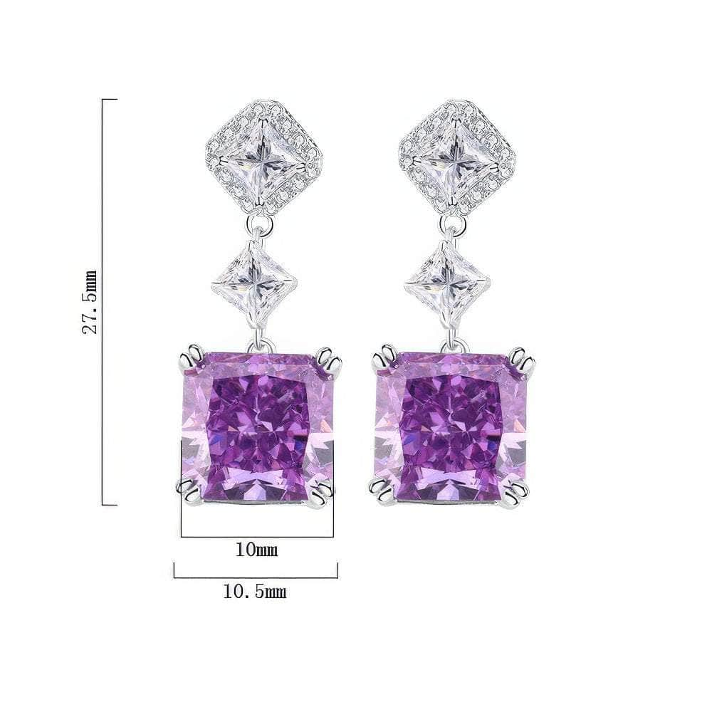 14K White Gold Lab Created Gemstone Silver Earrings