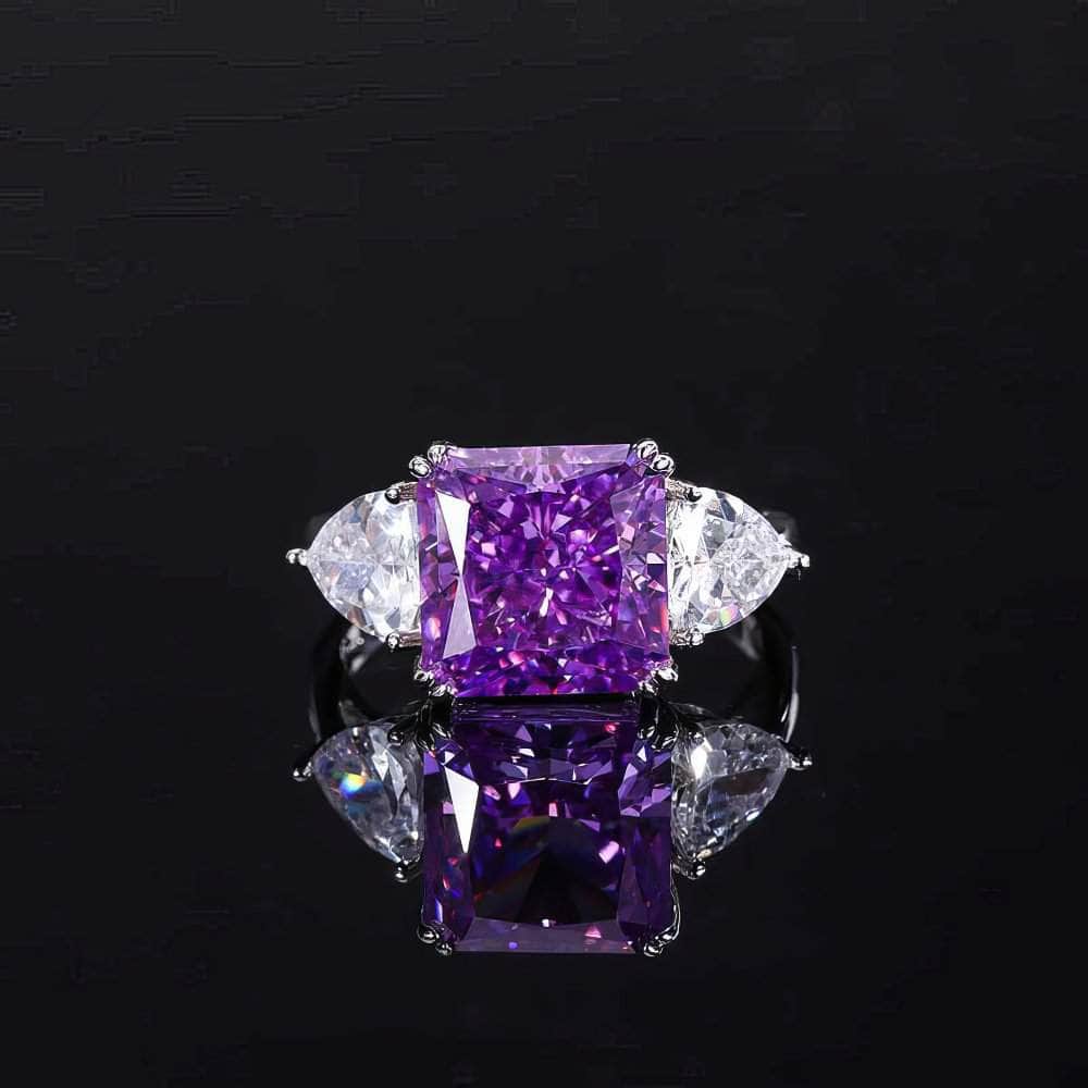 14k White Gold Lab Grown Amethyst Gemstone Floral Themed Jewelry Set 5 US / Amethyst / Ring