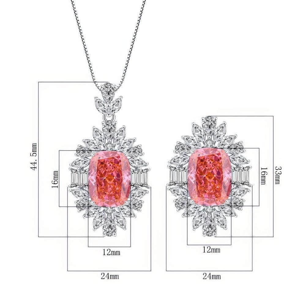 14k White Gold Lab Grown Padparascha Diamond Delicate Cut Jewelry Set