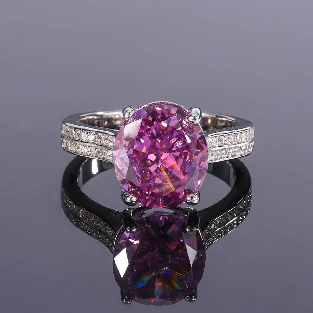 14k White Gold Lab-Grown Pink Sapphire Oval Ring