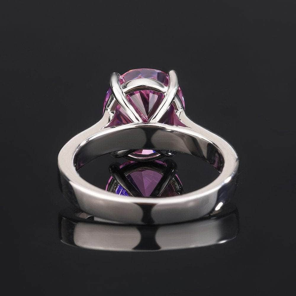 14k White Gold Lab-Grown Pink Sapphire Oval Ring