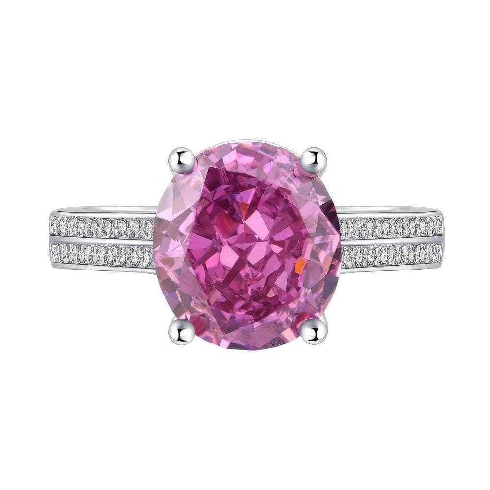 14k White Gold Lab-Grown Pink Sapphire Oval Ring 5 US / Pink Sapphire
