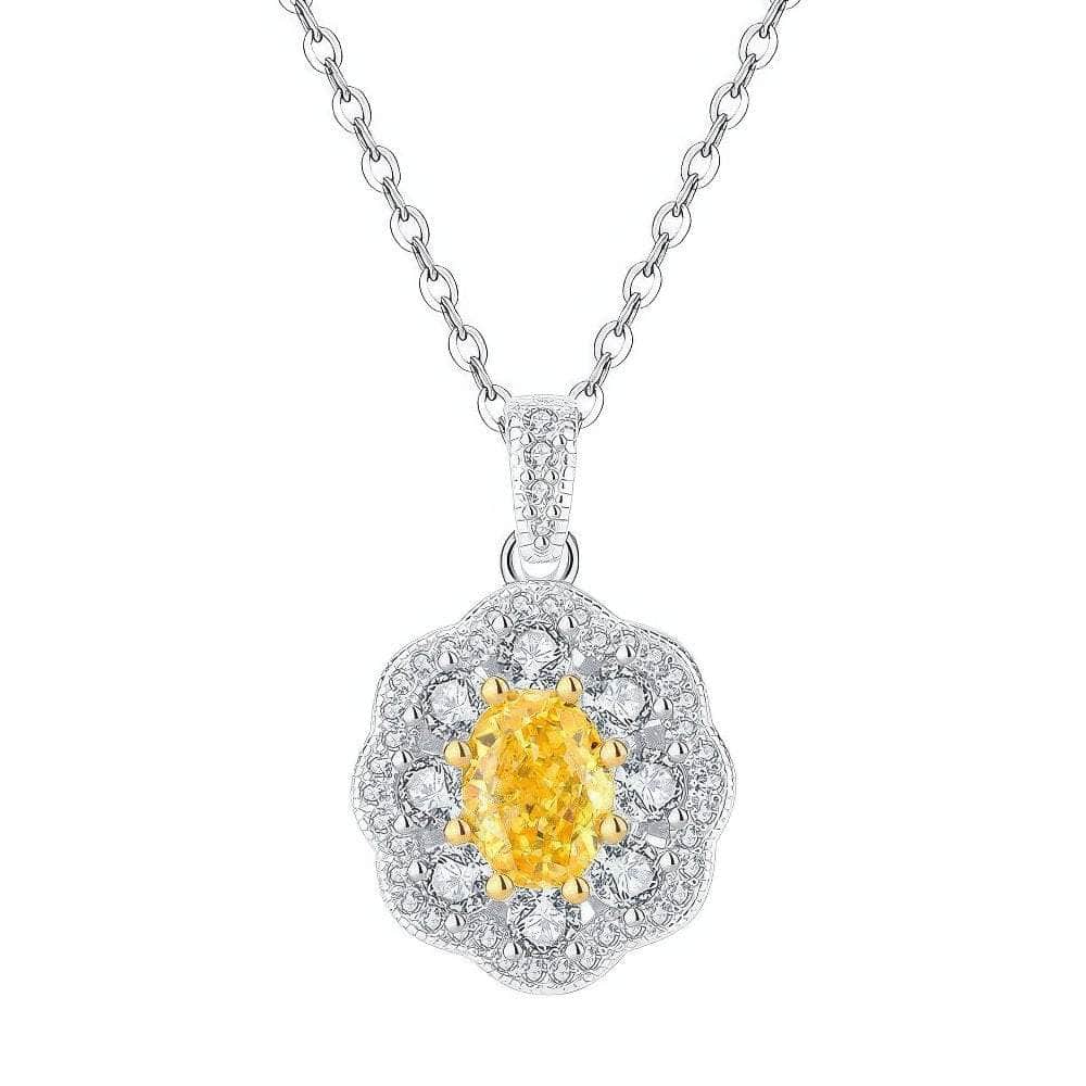 14k White Gold Lab Simulated Canary Yellow Diamond Gemstone Necklace