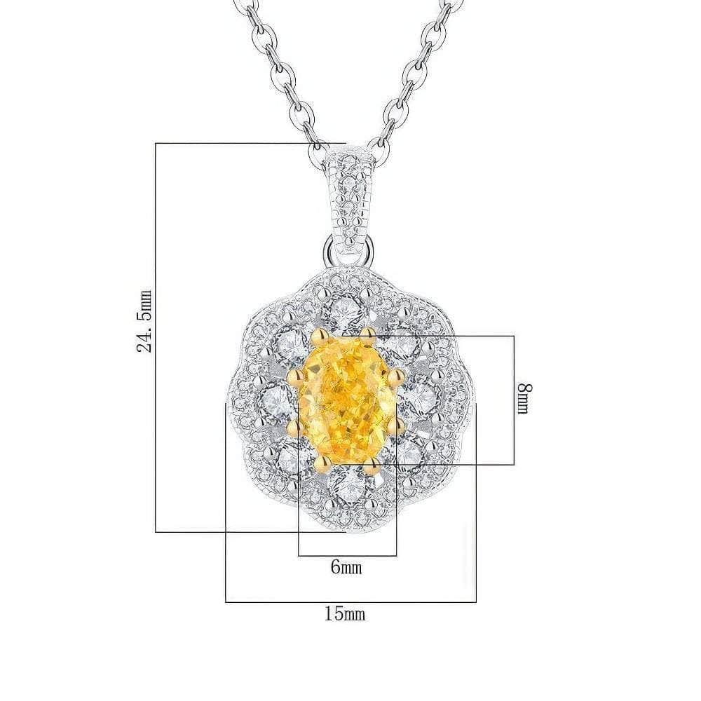14k White Gold Lab Simulated Canary Yellow Diamond Gemstone Necklace