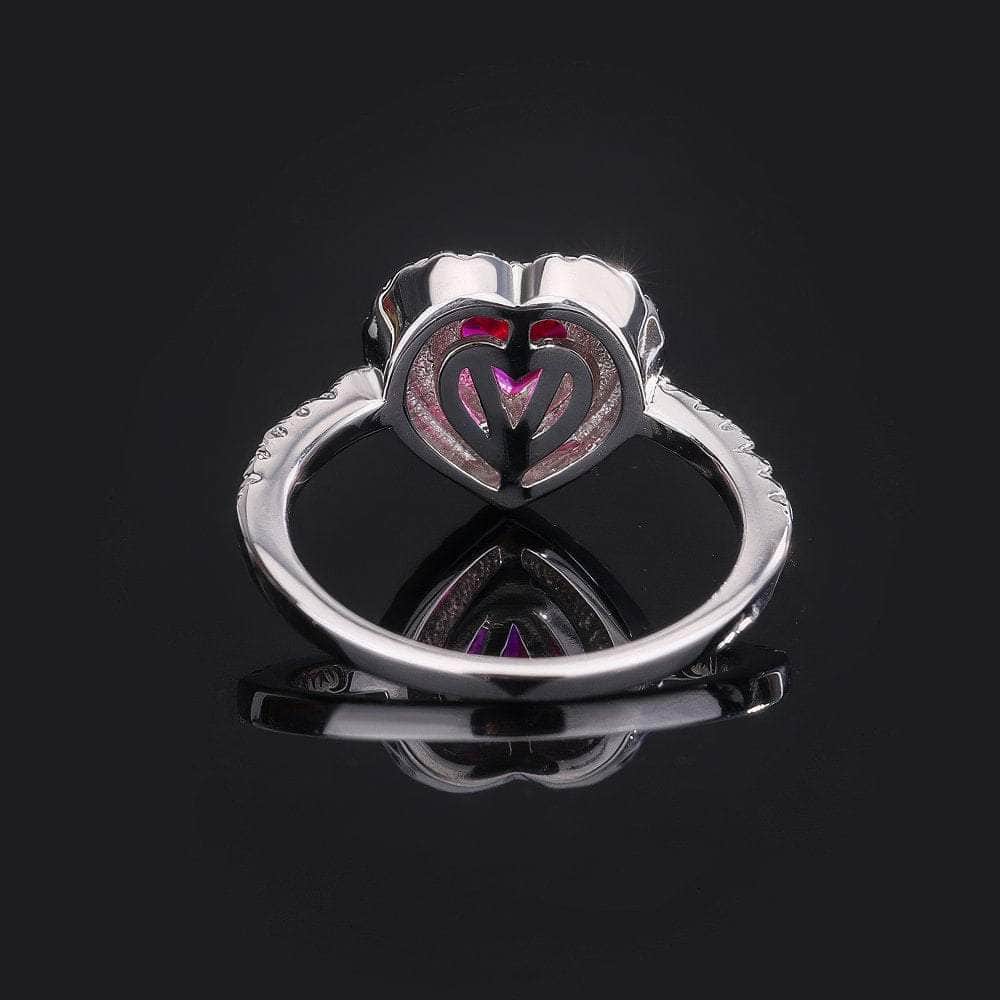 14k White Gold Lab Simulated Diamond Emerald Gemstone Heart Ring
