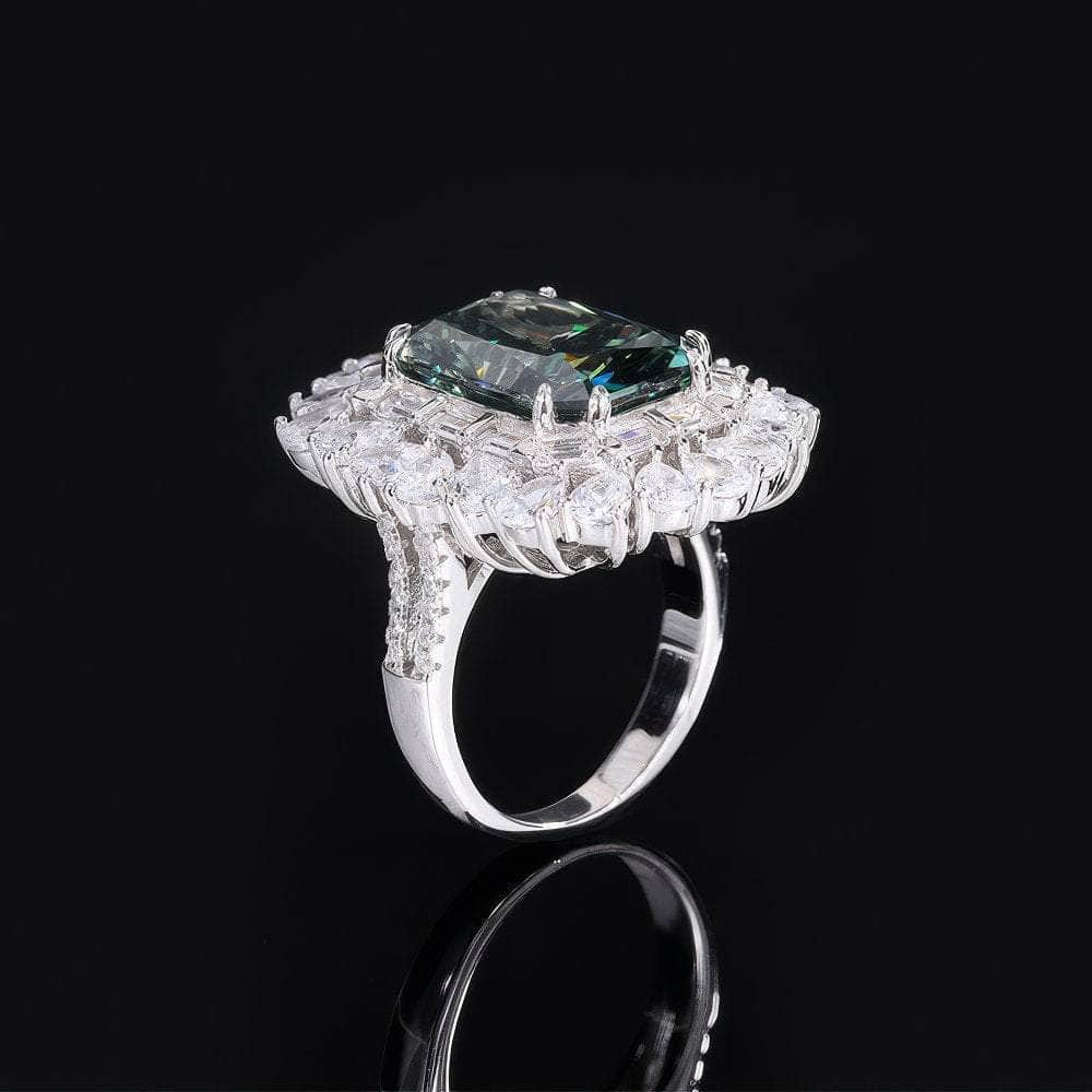 14k White Gold Lab Simulated Genuine Diamond Paved Crystal Ring