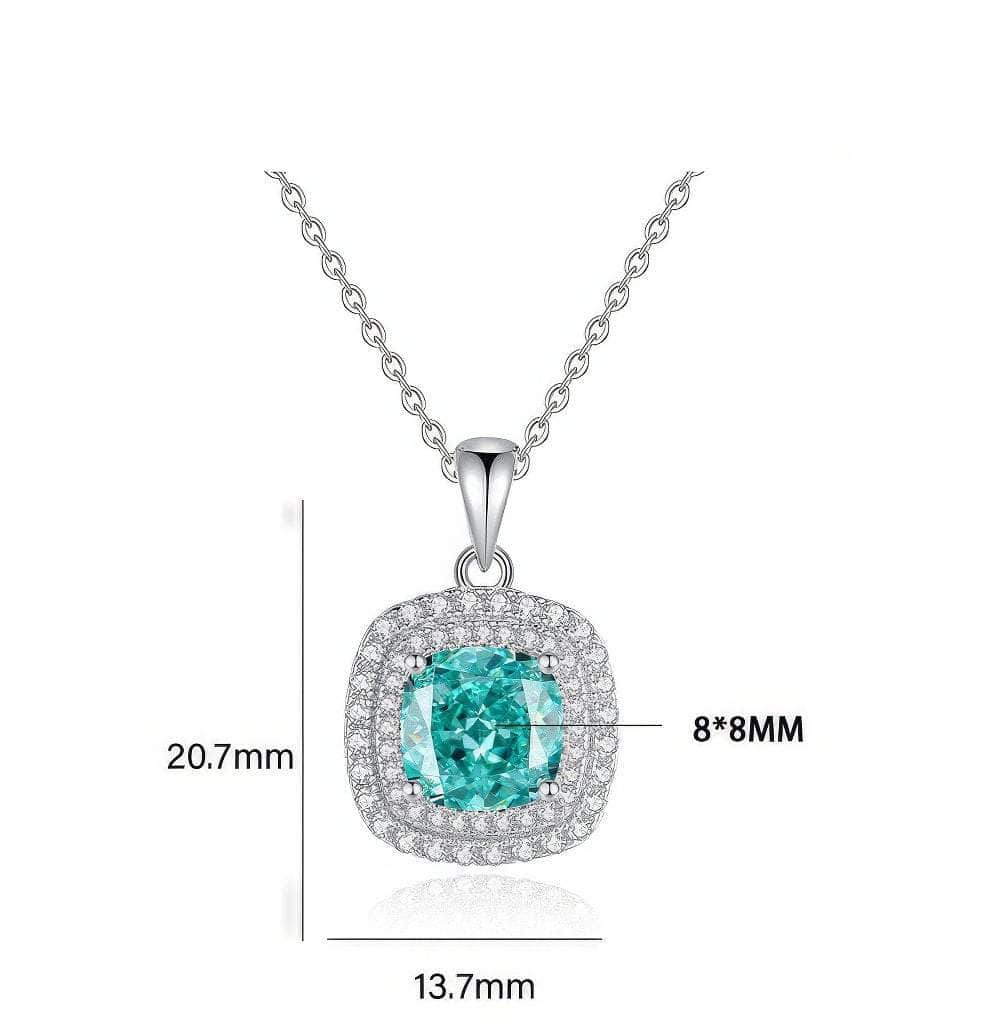 14k White Gold Paved Crystal Lab Diamond Emerald Gemstone Necklace