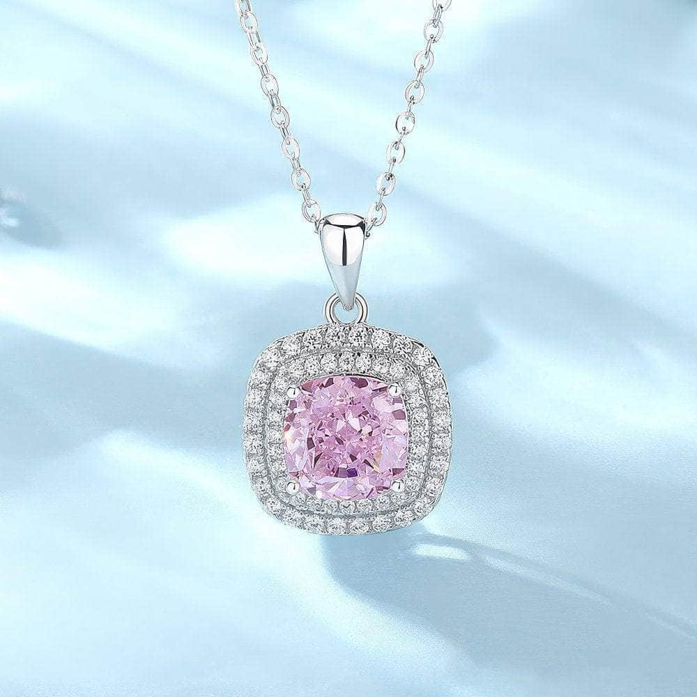 14k White Gold Paved Crystal Lab Diamond Emerald Gemstone Necklace