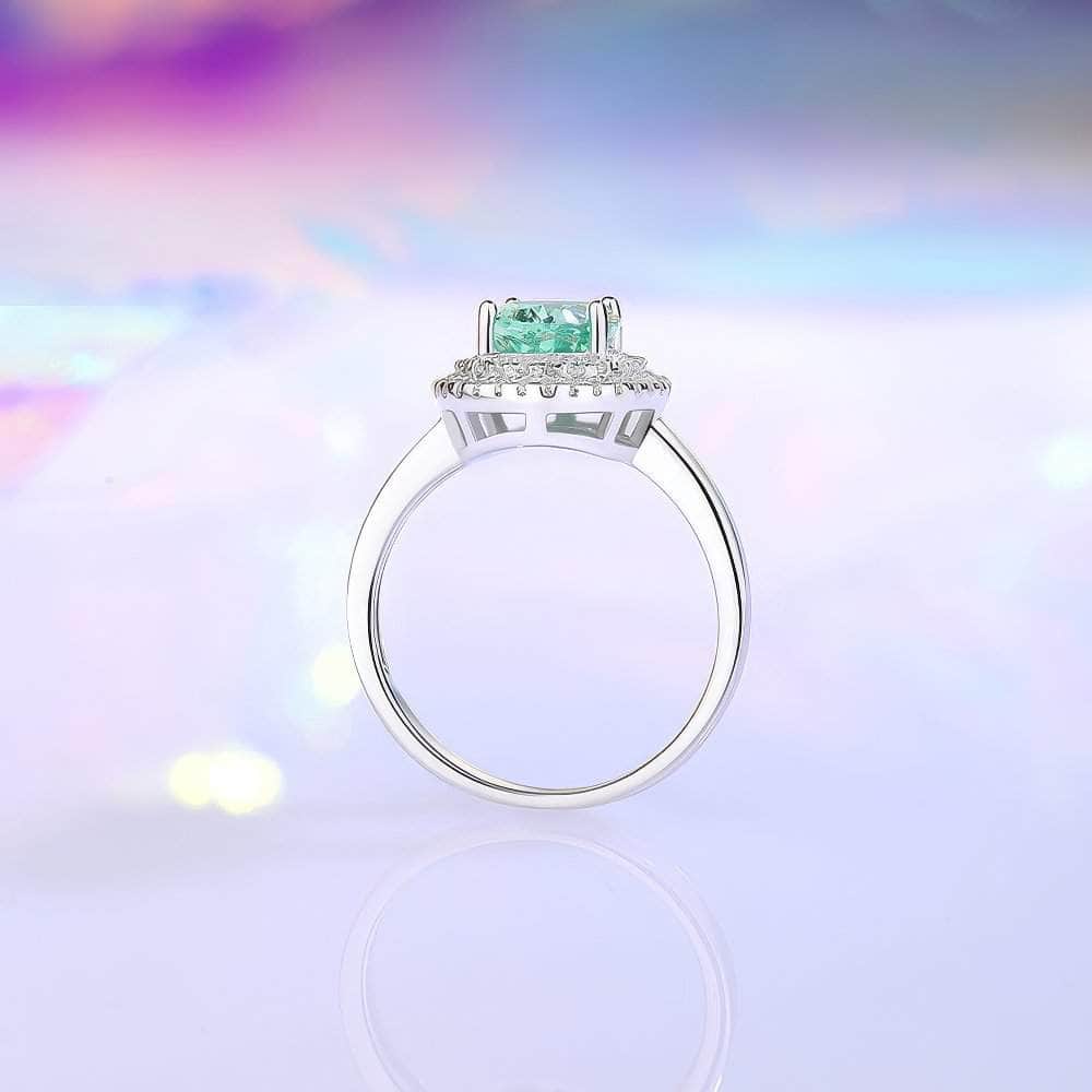 14k White Gold Paved Crystal Lab Diamond Gemstone Oval Ring