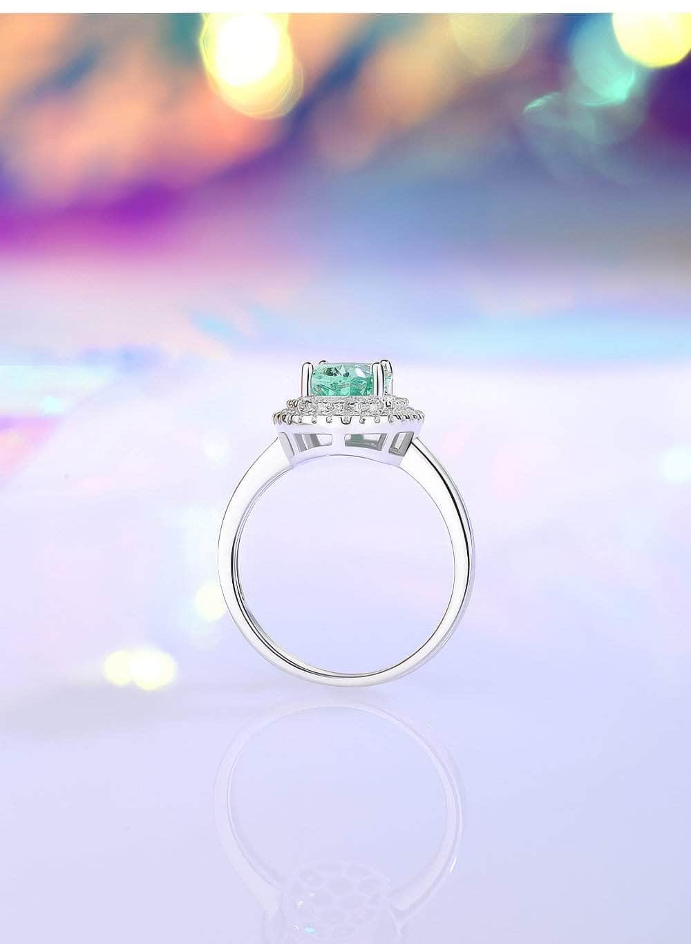 14k White Gold Paved Crystal Lab Diamond Gemstone Oval Ring