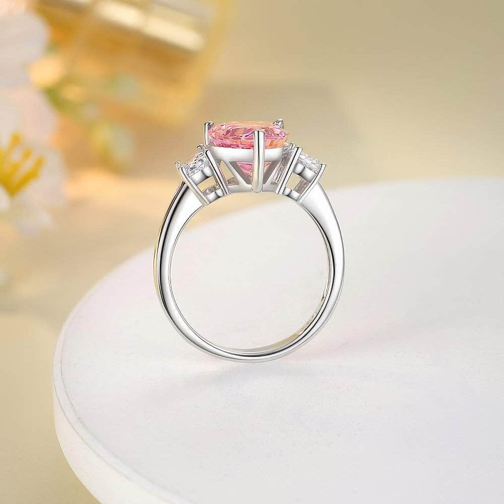 14k White Gold Pear Cut Pink Sapphire Lab Grown Gemstone Ring