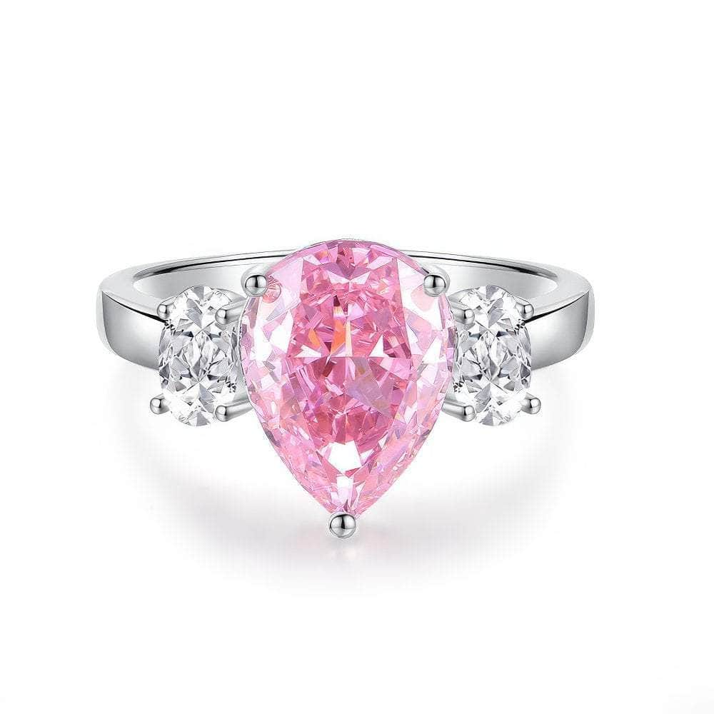 14k White Gold Pear Cut Pink Sapphire Lab Grown Gemstone Ring 6 US / Pink Sapphire