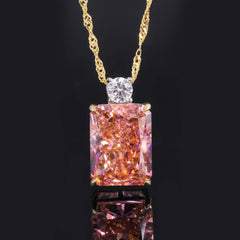 14k White Gold Radiant Cut Lab Grown Diamond Padparadscha Jewelry Set 5 US / Padparadscha / Pendant