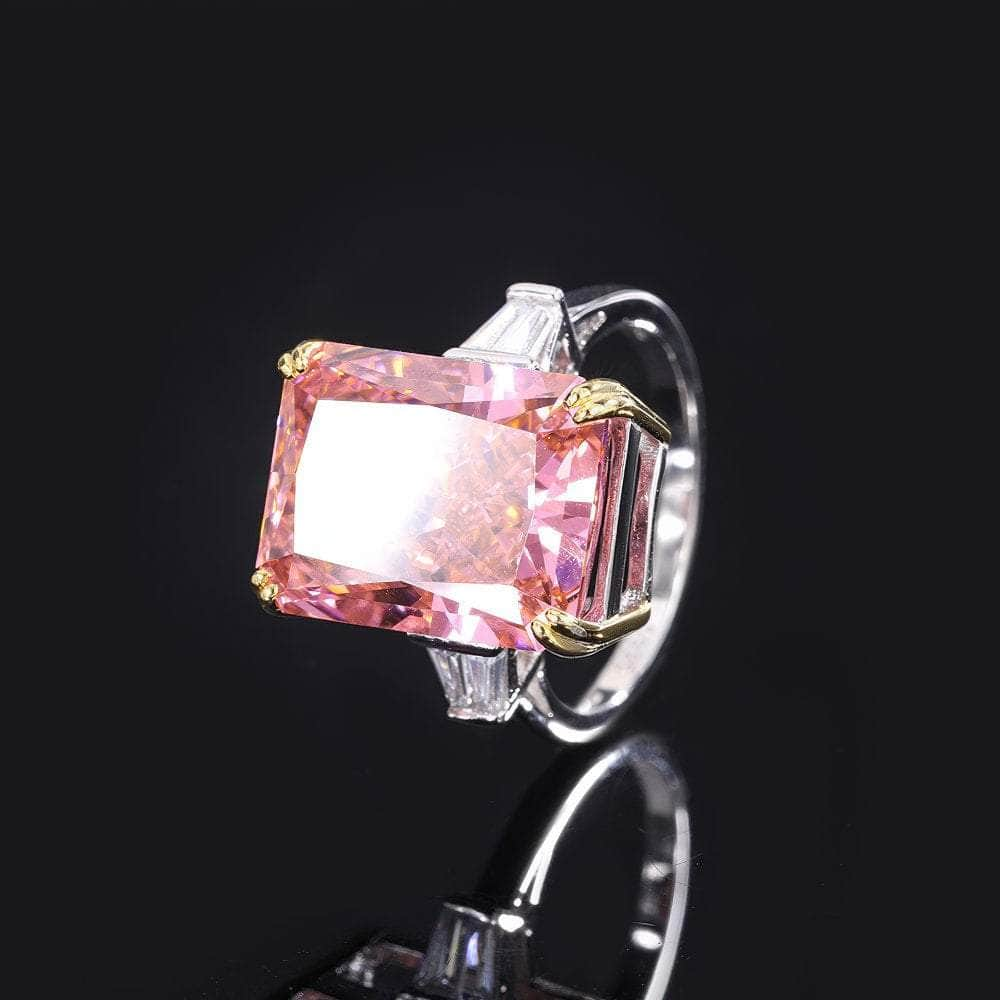 14k White Gold Radiant Cut Lab Grown Diamond Padparadscha Jewelry Set 5 US / Padparadscha / Ring