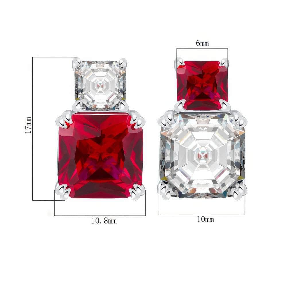 14k White Gold Two Tone Lab Simulated Genuine Ruby Sapphire Stud Earrings
