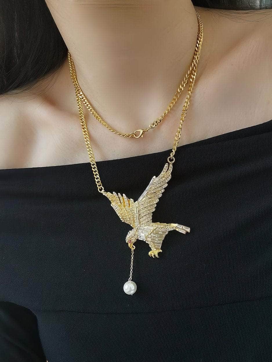 14K Yellow Gold Eagle Pendant Necklace