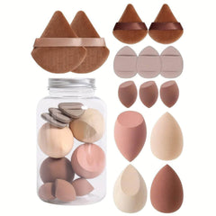 14pc Velvet Makeup Sponge Set With Storage Jar