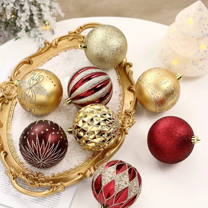 16Pcs Christmas Ball Xmas Tree Hanging Ornaments Red Black Gold 8cm Balls For Home Navidad Natal Noel 2023 Christmas Decorations