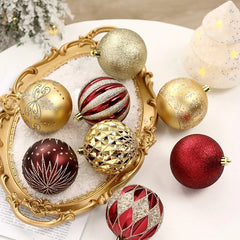 16Pcs Christmas Ball Xmas Tree Hanging Ornaments Red Black Gold 8cm Balls For Home Navidad Natal Noel 2023 Christmas Decorations