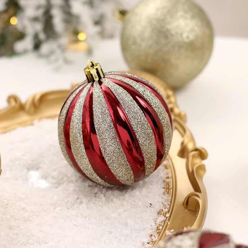 16Pcs Christmas Ball Xmas Tree Hanging Ornaments Red Black Gold 8cm Balls For Home Navidad Natal Noel 2023 Christmas Decorations