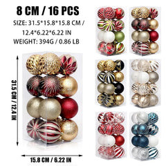 16Pcs Christmas Ball Xmas Tree Hanging Ornaments Red Black Gold 8cm Balls For Home Navidad Natal Noel 2023 Christmas Decorations