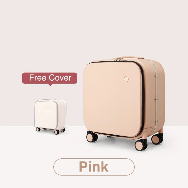 18 Inch Polycarbonate Carry-On Suitcase Aluminum Frame Pink / CHINA