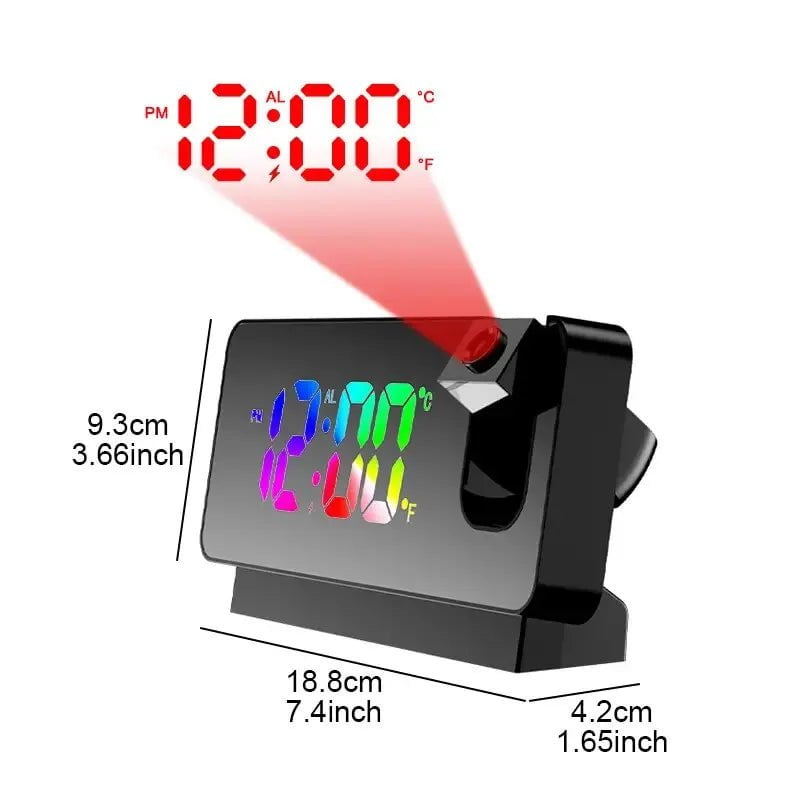 180° Rotating Projection Alarm Clock