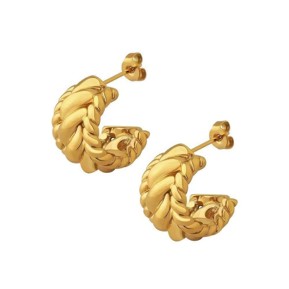 18K Gold Croissant-Shaped Hoop Earrings Gold / Clip On