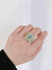 18k Gold Lab Simulated Diamond Gemstone Baroque Ring