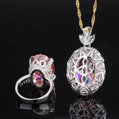 18k Gold Lab Simulated Genuine Padparascha Gemstone Jewelry Set